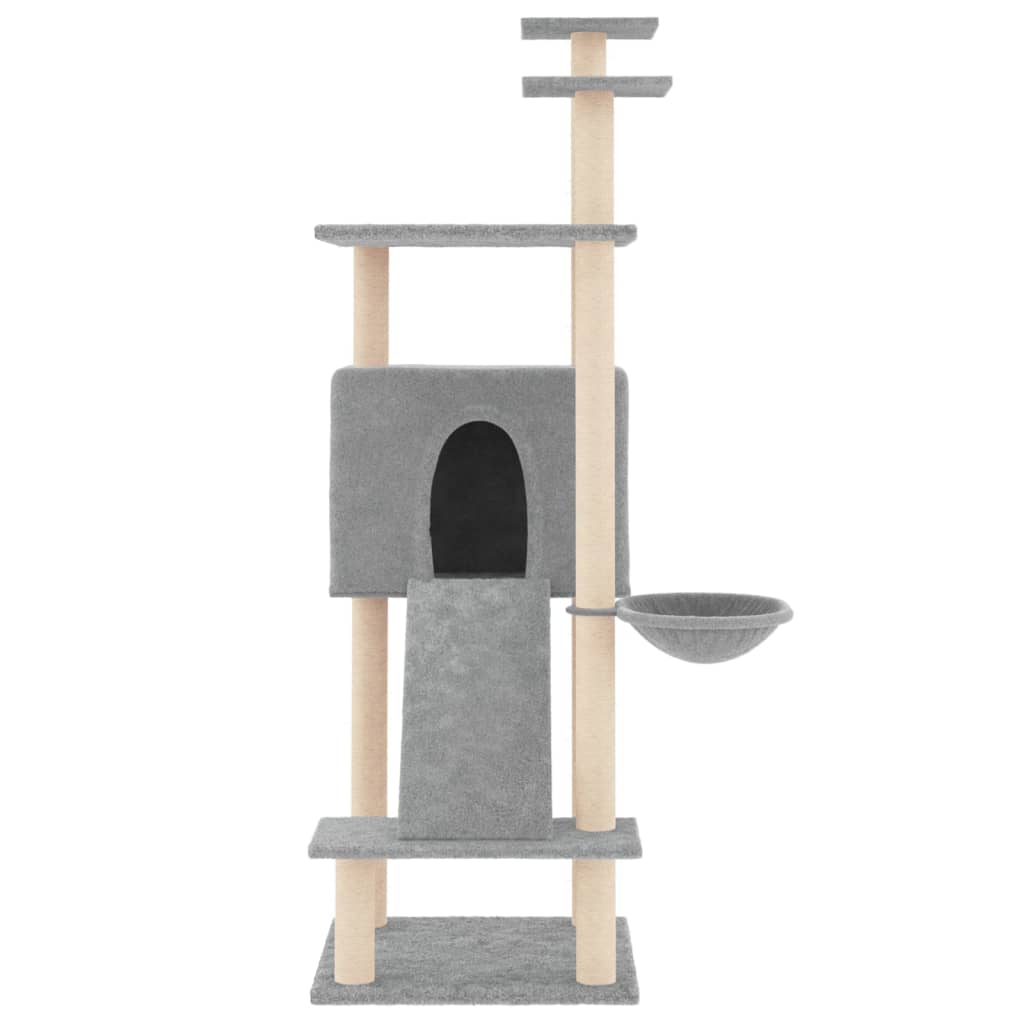 NNEVL Cat Tree with Sisal Scratching Posts Light Grey 153 cm