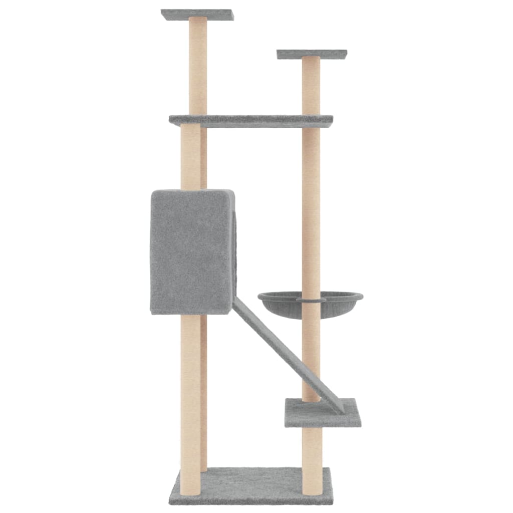NNEVL Cat Tree with Sisal Scratching Posts Light Grey 153 cm