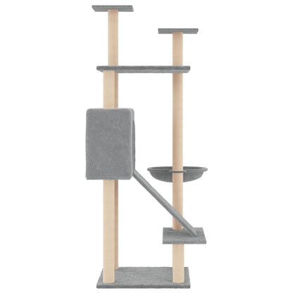 NNEVL Cat Tree with Sisal Scratching Posts Light Grey 153 cm